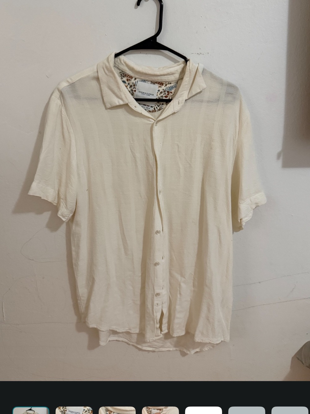 Denim & Flower Men's Cream Short-Sleeve Button-Down Shirt